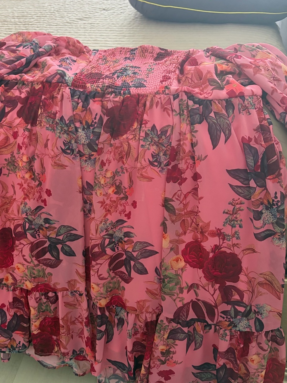 torrid Pink Floral Smocked Off-Shoulder Maxi